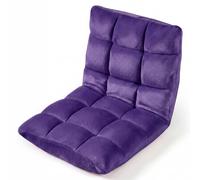 CostwayCanapé Paresseux Chaise de Sol Fauteuil Convertible en Flanelle Dossier Réglable 14 Positions Chaise de Méditation/Jeux Vidéo Violet Clair