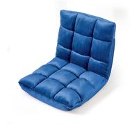 CostwayCanapé Paresseux Chaise de Sol Fauteuil Convertible en Flanelle Dossier Réglable 14 Positions Chaise de Méditation/Jeux Vidéo Bleu