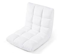 CostwayCanapé Paresseux Chaise de Sol Fauteuil Convertible en Flanelle Dossier Réglable 14 Positions Chaise de Méditation/Jeux Vidéo Blanc