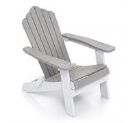 CostwayChaise Adirondack Extérieure Fauteuil Adirondack en HIPS avec Dossier Incliné à 105° Accoudoirs Larges Assise à Lattes Charge 180 kg Gris