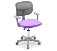 CostwayChaise de Bureau à Roulettes pour Enfants Verrouillage automatique Soutien Lombaire Siège Pivotant Hauteur Réglable 80 - 91,5 CM 3 -10 Ans Violet