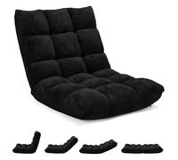 CostwayChaise de Méditation Canapé-Lit Pliable avec 14 Positions Réglables 54,5 x 54,5 x 56CM Noir