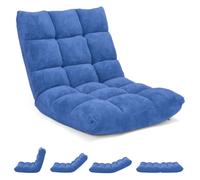 CostwayChaise de Méditation Canapé-Lit Pliable avec 14 Positions Réglables 56 x 67 x 56CM-Bleu
