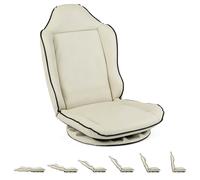 CostwayChaise de Sol Pliable Fauteuil de Sol avec Base Pivotante à 360° Dossier Inclinable à 6 Positions Rembourrage Résilient Charge 150 kg Beige