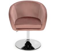 CostwayChaise Pivotante en Velours Fauteuil de Bureau réglable en Hauteur Base Galvanisée Charge 125kg Rose