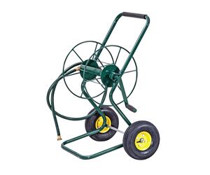 CostwayChariot Enrouleur de Tuyau de Jardin avec 2 Roues Pneumatiques Contenant 61M de Tuyau de 1,9 CM Support de Stockage de Tuyau d'Eau Vert
