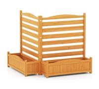 CostwayClôture pour Climatiseur avec Jardinière Écran d?Intimité Extérieur en Bois Autoportant à 2 Panneaux Kit Sans Forage Enclos Jaune