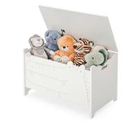 CostwayCoffre à Jouets en Bois avec Couvercle Rabattable et 2 Poignées 60 x 33 x 37,5 cm (Lx lx H) Rangement Chambre Enfant Blanc