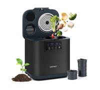 CostwayComposteur Électrique 4 L pour Cuisine Distributeur de Déchets Intelligent de Comptoir avec Couvercle Auto-Nettoyage Affichage LED Noir