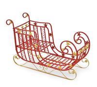 CostwayDécoration de Noël en Forme de Traîneau du Père Noël en Métal Grand Espace de Chargement pour Cadeaux Étoiles Dorées Volutes Élégantes