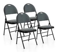 CostwayEnsemble de 4 Chaises Rembourrées Pliables Chaises Pliantes avec Dossier Recouvert de Tissu Cadre en Métal Patins Antidérapants Gris
