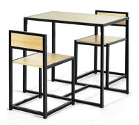 CostwayEnsemble Table à Manger 1 Table et 2 Chaises Encastrable Style Industriel Naturel
