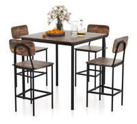 CostwayEnsemble Table et Chaises Salle à Manger pour 4 Personnes Cadre en Métal 4 Chaises de Style Industrielle Café