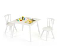 CostwayEnsemble Table pour Enfants et 2 Chaises Ensemble de Table d'Activité avec Dossiers Incurvés à Barreaux Sièges Ronds Blanc