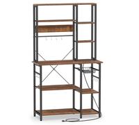 CostwayÉtagère de Cuisine avec Prise Électrique Support Micro-ondes à 6 Niveaux avec Étagère Inférieure Gauche Réglable 99*40*170cm Marron Rustique