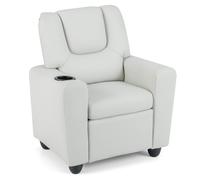 CostwayFauteuil Relax Enfant Fauteuil Inclinable pour Tout-Petit avec Porte-Gobelet et Repose-Pieds Ajustable Fauteuil pour 3+ Ans Blanc