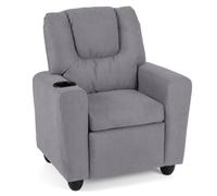 CostwayFauteuil Relax Enfant Fauteuil Inclinable pour Tout-Petit avec Porte-Gobelet et Repose-Pieds Ajustable Fauteuil pour 3+ Ans Gris