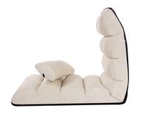 CostwayFauteuil Relax Pliable Réglable sur 5 Positions en Faux Daim Chaise de Sol pour Salon, Mobilier de Bureau Chambre Beige