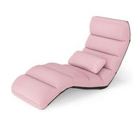 CostwayFauteuil Relax Pliable Réglable sur 5 Positions en Faux Daim Chaise de Sol pour Salon Mobilier de Bureau Chambre Rose