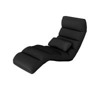 CostwayFauteuil Relax Pliable Réglable sur 5 Positions en Faux Daim Chaise de Sol pour Salon Mobilier de Bureau Chambre Noir