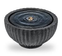 CostwayFontaine de Jardin Extérieure Fontaine Solaire avec Lumière LED Décoration Zen en Forme de Bol Aspect Pierre 45 x 45 x 23,5 CM
