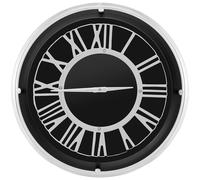 CostwayHorloge Murale Silencieuse Cadre Argenté Chiffres Romains Argentés Couvercle en Verre Grande Horloge Murale Décorative Moderne 45 Cm