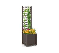 CostwayJardinière avec Treillis sur Pied Bac de Plantation Auto-arrosage en Rotin PP avec Trou de Drainage Lit de Jardin Café