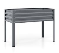 CostwayJardiniere Exterieur en Métal 142 L Carré Potager sur Pied 112 x 55 x 81 cm avec Trous de Drainage pour Balcon Terrasse Cour Jardin Gris