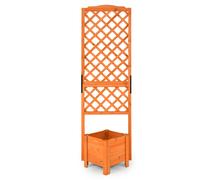 CostwayJardinière sur pied avec Treillis en Bois de Sapin 54,5x52x180CM Bac à Fleurs avec Trous de Drainage pour Plantes Grimpantes