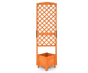 CostwayJardinière sur pied avec Treillis en Bois de Sapin 54,5x52x180CM Bac à Fleurs avec Trous de Drainage pour Plantes Grimpantes