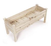CostwayJardinière Surélevée en Bois Carré Potager sur Pied avec 5 Trous de Drainage 120x43,5x51CM Naturel