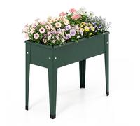 CostwayJardinière Surélevée en Métal Bac à Fleurs sur Pied avec Trou de Drainage pour Légumes Fruits Herbes 60 x 27 x 45 cm Vert
