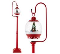 CostwayLampadaire Musical de Noël de 173 cm avec Lanterne à Boule de Neige Activée Par Le Son Arbre Rotatif Père Noël Cerf Bonhomme de Neige Rouge