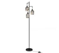 CostwayLampadaire sur Pied 173CM Lampadaire de Salon avec 3 Abat-jours en Papier Tressé Base Ronde Lestée Interrupteur au Pied Puissance 60W Noir