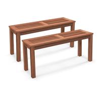 CostwayLot de 2 Bancs de Jardin Sans Dossier en Bois Siège à Lattes 2 Places 100x30,5x47 CM Banquette Intérieur Extérieur