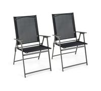 CostwayLot de 2 Chaises de Jardin Pliantes en Textilène & Métal Charge 150 kg Fauteuil de Jardin avec Verrouillage de Sécurité Noir