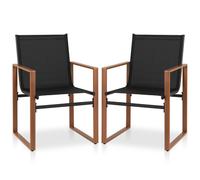 CostwayLot de 2 Chaises de Salle à Manger Chaise de Patio Siège et Dossier Respirants Accoudoirs Larges Cadre en Métal Chaise en Tissu Noir