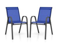 CostwayLot de 2 Chaises Empliables Tissu Respirant et Structure Antirouille Charge Max 120kg pour Jardin Terrasse Bleu