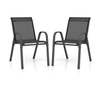 CostwayLot de 2 Chaises empliables Tissu Respirant et Structure Antirouille Charge Max 120kg pour Jardin Terrasse Noir