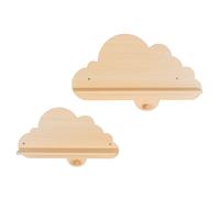 CostwayLot de 2 Étagères Murales Enfant Forme Nuage Bibliothèque Suspendue avec Patères en Bois Étagère de Rangement Flottante Naturel