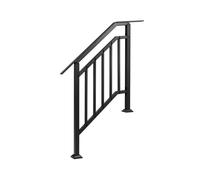 CostwayLot de 2 Rampe Escalier en Métal pour 3 Marches Main Courante pour Escalier Garde Corps Rambarde Réglable en 5° - 40° Noir