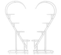 CostwayLot de 2 Supports pour Plantes en Métal-Crochet Étagère à Fleurs Porte Plantes en Forme de Demi-c½ur Salon Balcon Blanc/Noir/Bleu+Rose-Blanc