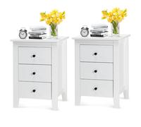 CostwayLot de 2 Tables de Nuit 2 Table de Chevet Moderne avec 3 Tiroirs Pour Chambre à Coucher 46x37x65cm