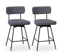 CostwayLot de 2 Tabourets de Bar de 63,5 cm Pivotants à Hauteur de Comptoir Siège et Dossier Rembourrés Repose-pieds Cadre en Métal Gris