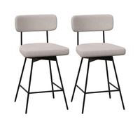 CostwayLot de 2 Tabourets de Bar de 63,5 cm Pivotants à Hauteur de Comptoir Siège et Dossier Rembourrés Repose-pieds Cadre en Métal Beige