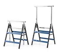CostwayLot de 2 Tréteaux Métalliques Pliables 69 x 56 x 80-130 cm Chevalets de Sciage Télescopiques Hauteur Réglable Pieds Antidérapants Bleu
