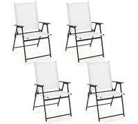 CostwayLot de 4 Chaises de Jardin Pliantes en Textilène & Métal Charge 150 kg Fauteuil de Jardin avec Verrouillage de Sécurité Blanc