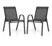 CostwayLot de 4 Chaises empliables Tissu Respirant et Structure Antirouille Charge Max 120kg pour Jardin Terrasse Balcon Noir