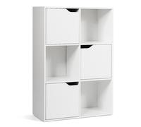 CostwayMeuble de Rangement Casier avec 6 Compartiments 3 Ouverts et 3 avec Portes Capacité 30 kg en MDF 60x29x90cm Blanc