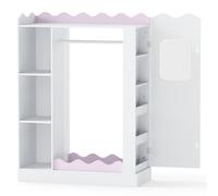 CostwayMeuble de Rangement Enfant Bureau Enfant avec Coffre Mobile Plateau Spacieux Étagère Couvercle Relevable 4 Roulettes